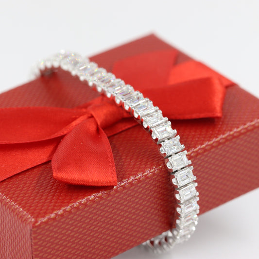 Lab Diamond 18ct Emerald Cut  Diamond Tennis Bracelet/14K gold Eternity Men's, Women's Tennis Bracelet/Anniversary gift