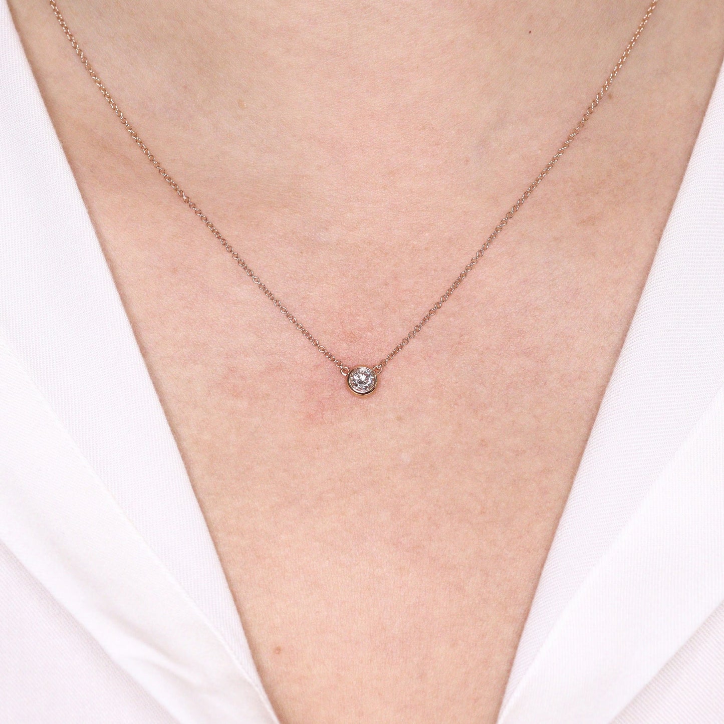 14K Gold Natural Diamond Solitaire Necklace - (0.1-0.3ct)Diamond Solitaire Pendant - Anniversary gift
