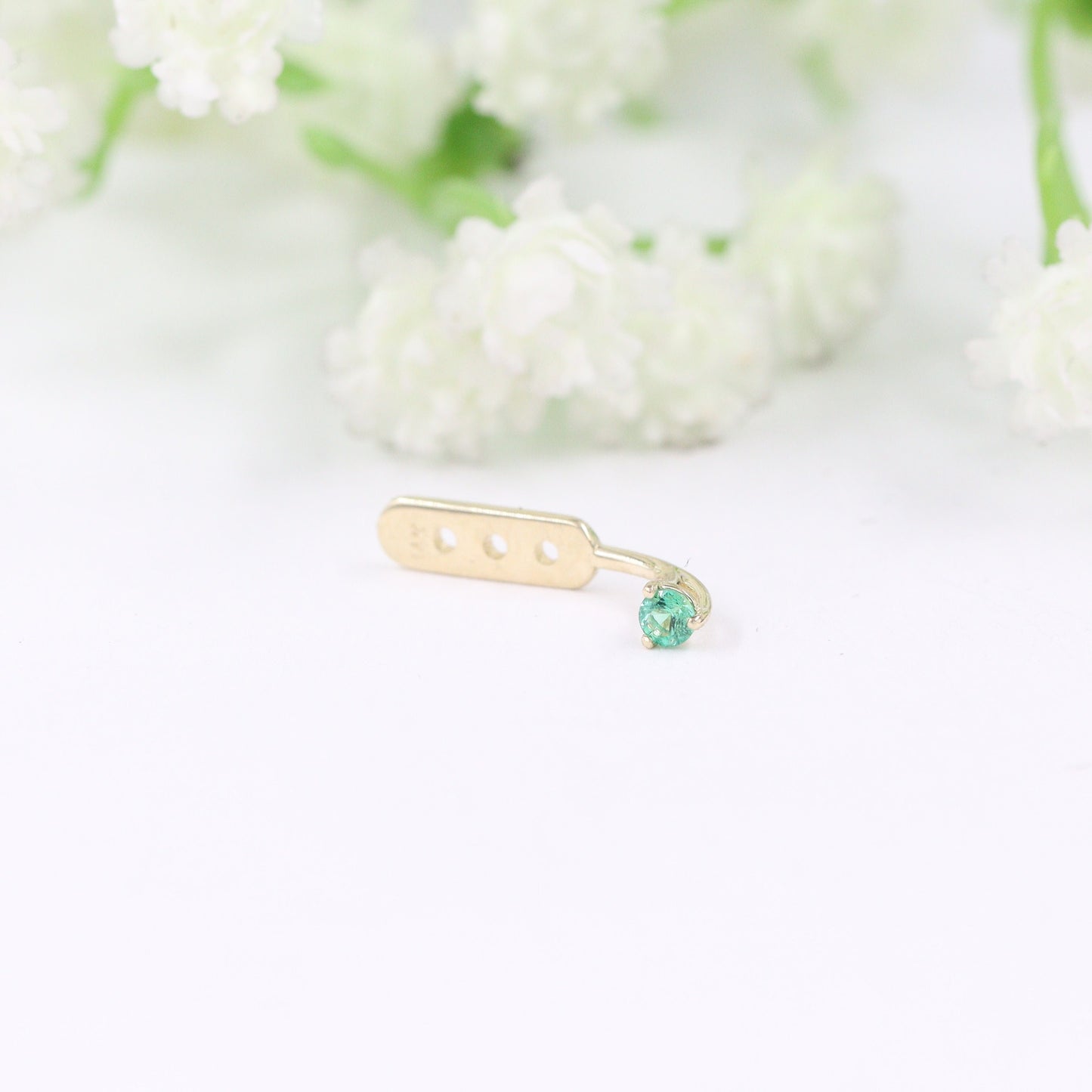 Natural Round Emerald Jacket Earrings/14K gold Three Prong Round Emerald Stud Earrings/Single or Pair Earring/anniversary gift