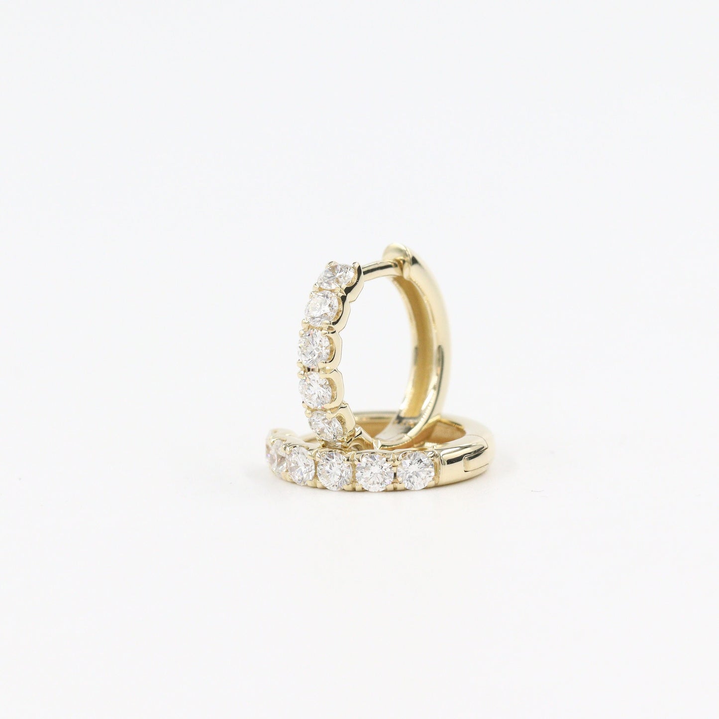 Natural Diamond Diameter 13mm Earrings/ Diamond Hoop Earring/ 14K,18K gold Natural Diamond Hoop Earrings/ Anniversary gift