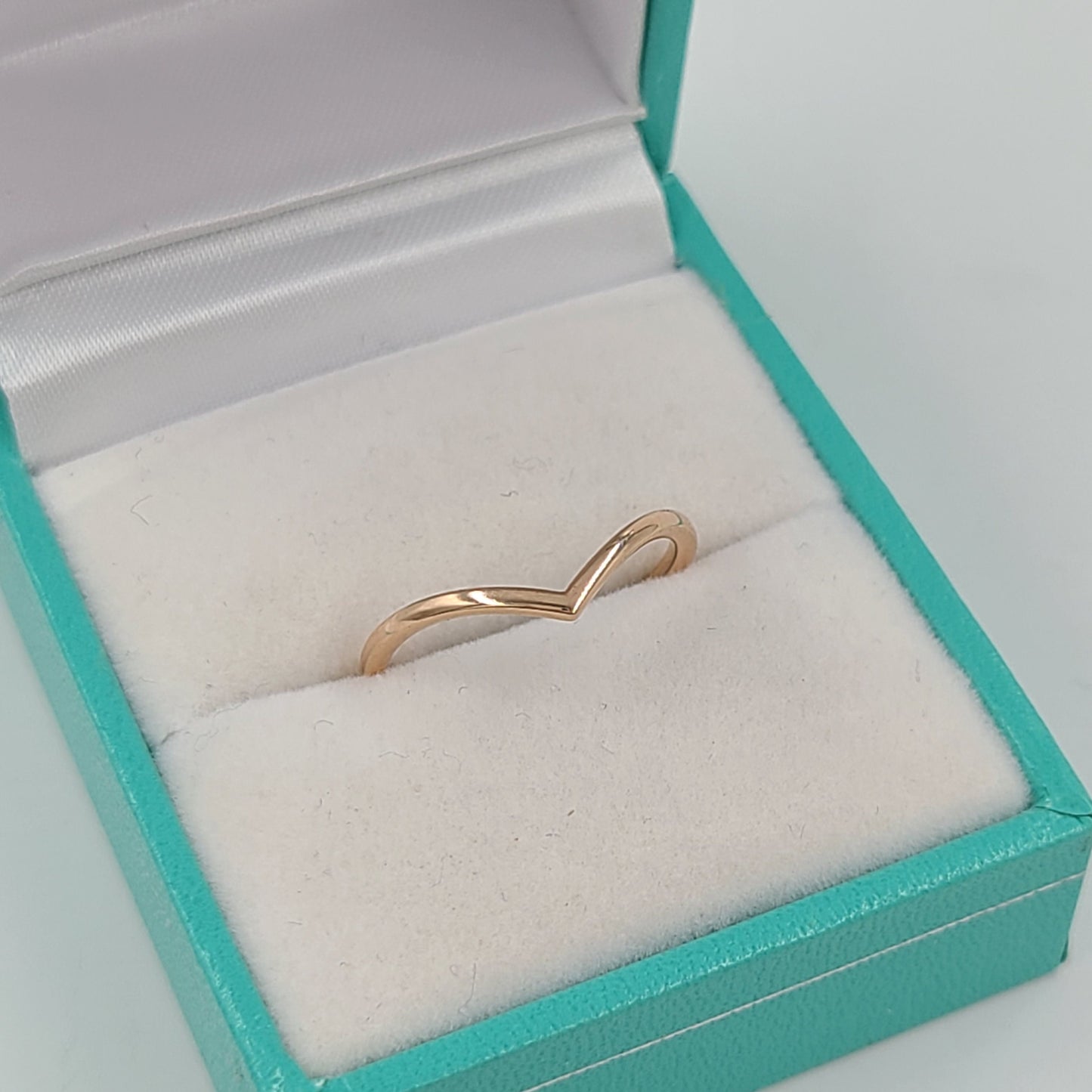 14K Gold Chevron Ring: Minimalist Stackable Wedding Band
