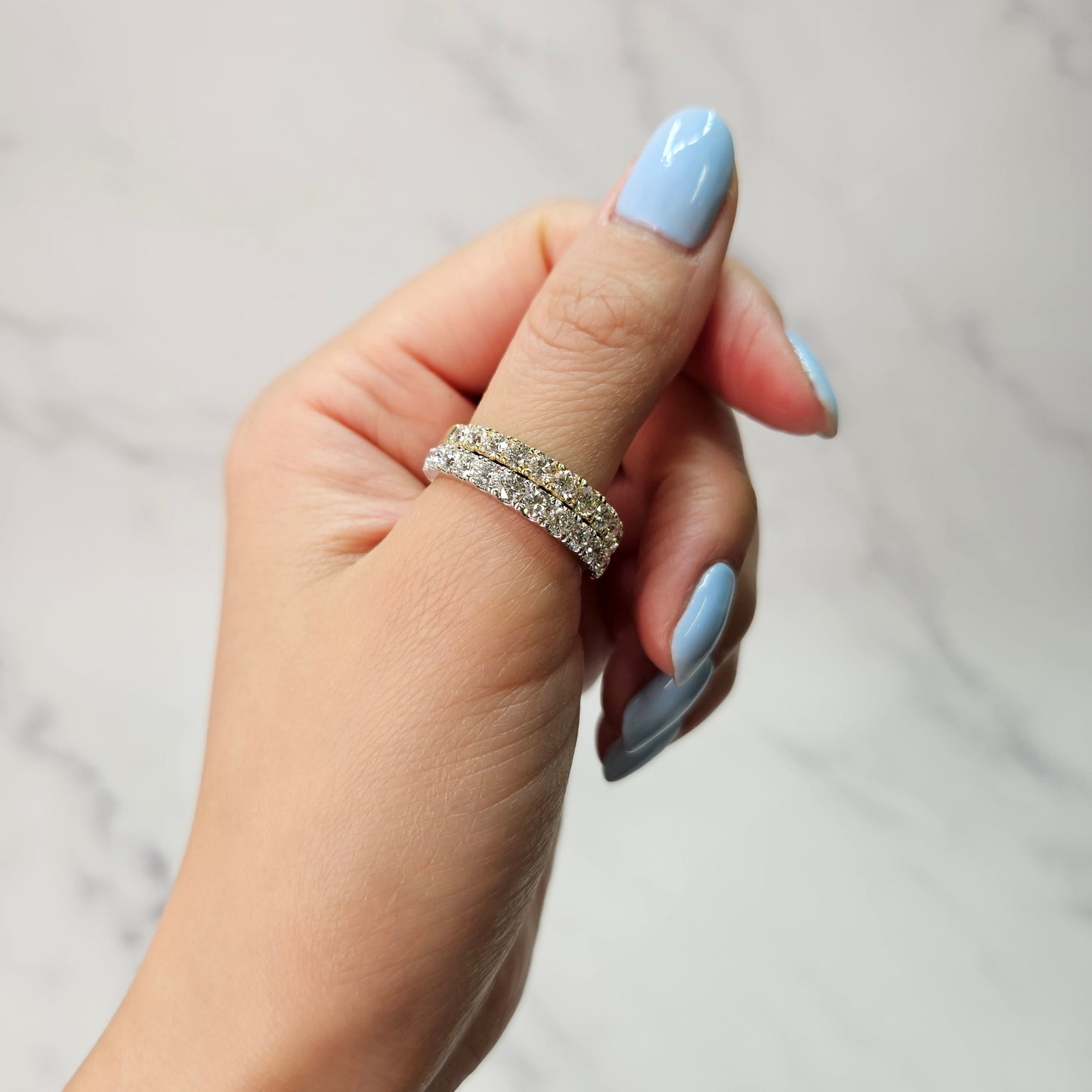 14K Gold Half Eternity Natural Diamond Wedding Band: Stackable Anniversary Ring