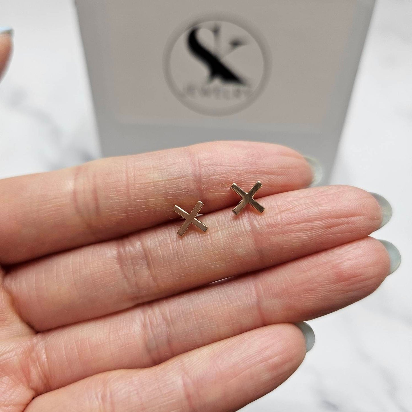 Gold X Stud Shape Earrings/14K,18K gold Stud Single or Pair Earring/ Gifts for her/ Anniversary gift