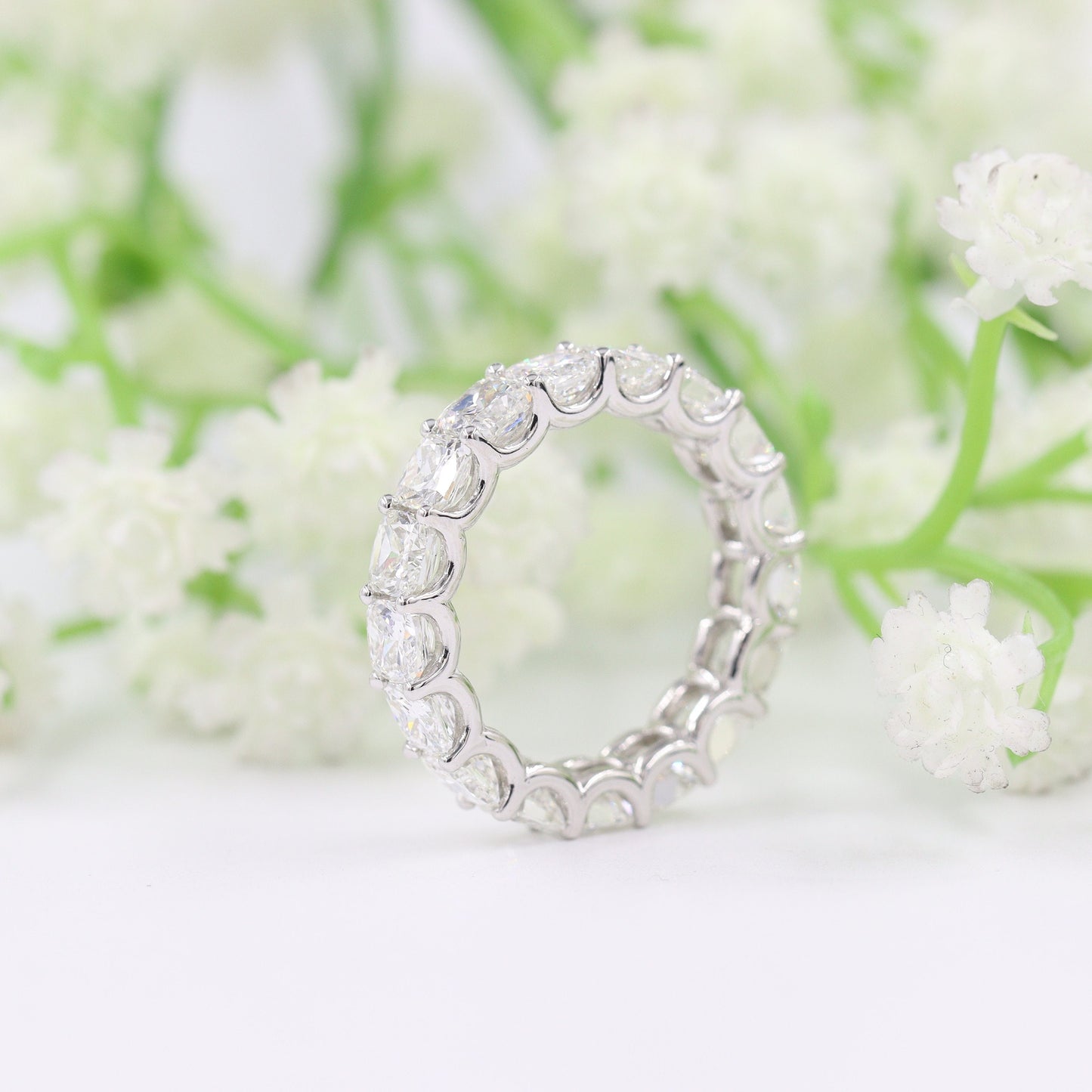 Cushion Cut Natural Diamond Eternity Band: 14K Gold Anniversary Ring