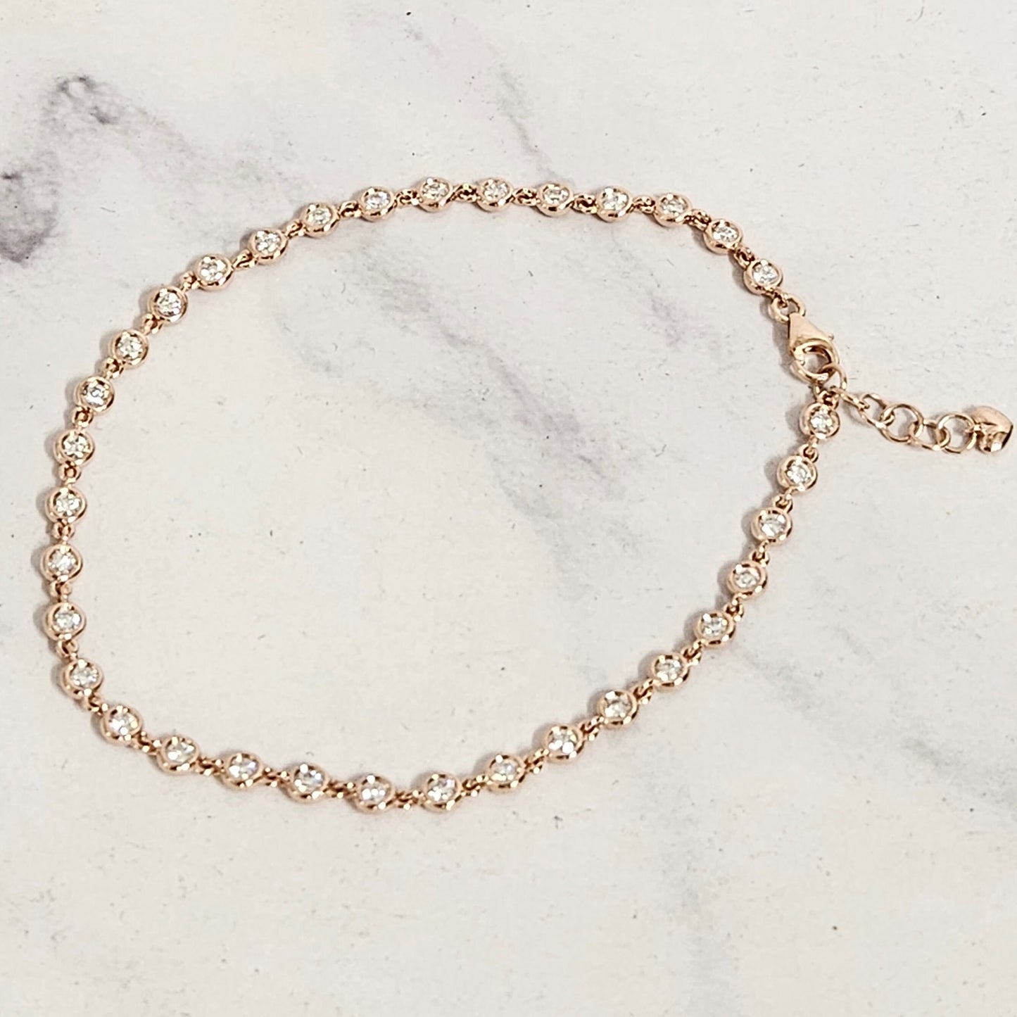 Tennis Bracelet/ Natural Diamond Tennis Bracelet/14k Gold 3.5mm Bezel Set Diamond Tennis Bracelet/Diamond Bracelet/Anniversary Bracelet