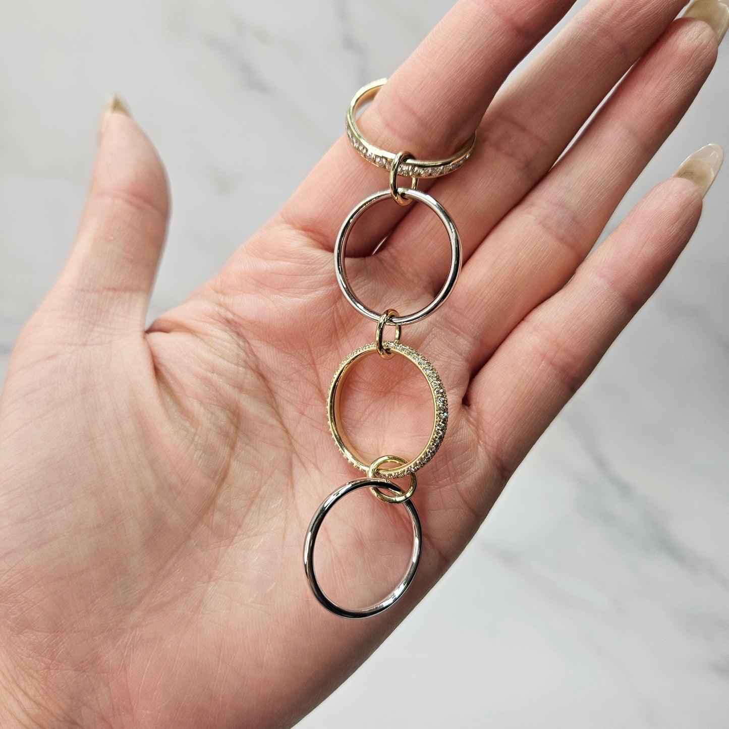 14K Gold Natural Diamond Eternity Band: Handmade Stacking Ring- Anniversary Gift