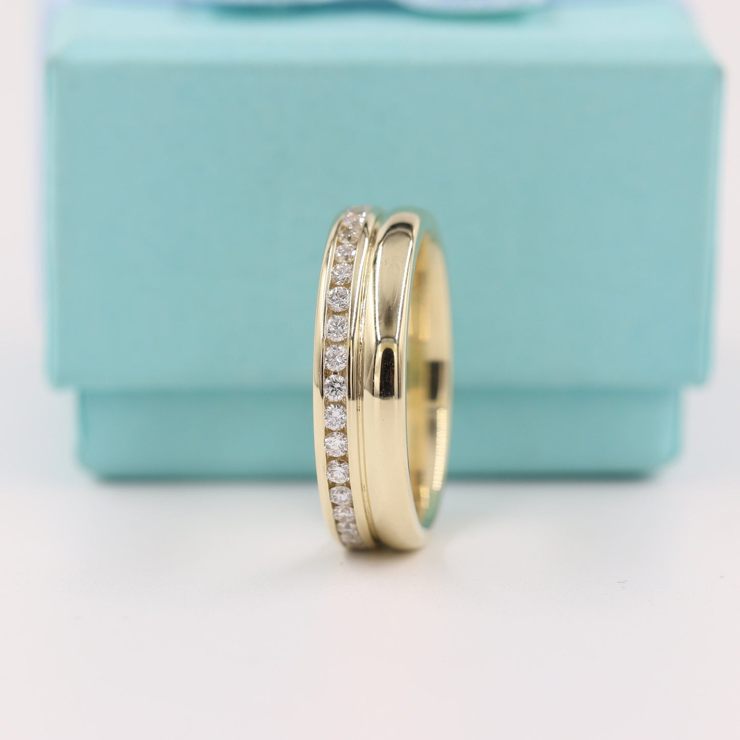Round Diamond Wedding Band/14K gold Diamond Channel Set Diamond Ring/Width 5.4mm Full Eternity Dainty Diamond Wedding Ring /Anniversary gift