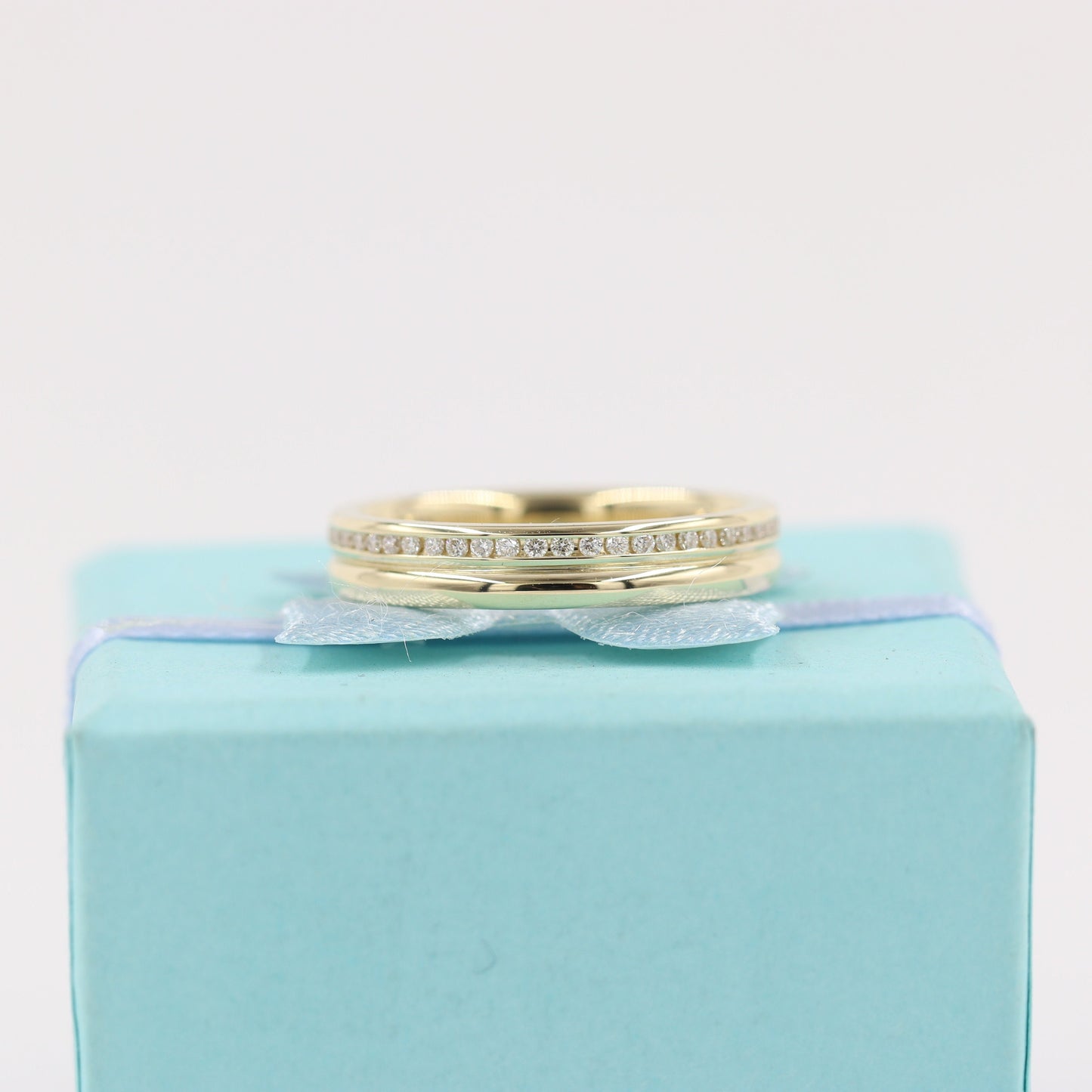 14K Gold Round Diamond Wedding Band: Full Eternity Channel Diamond Ring