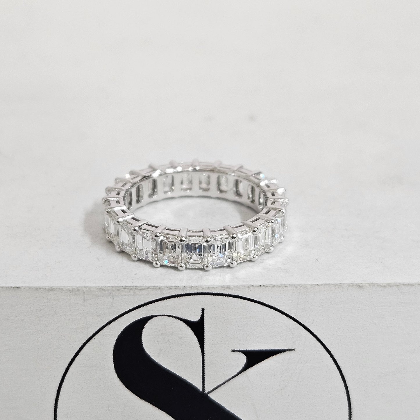 4.4ct Emerald Cut Natural Diamond Eternity Ring - 14K Gold Wedding Band - Anniversary gift