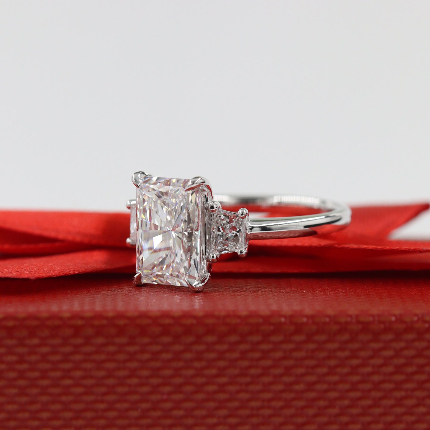 Radiant Cut Stackable Diamond Ring / Center 5ct IGI Certified Lab Diamond Engagement Ring / Total 6ct Diamond Ring / Anniversary gift