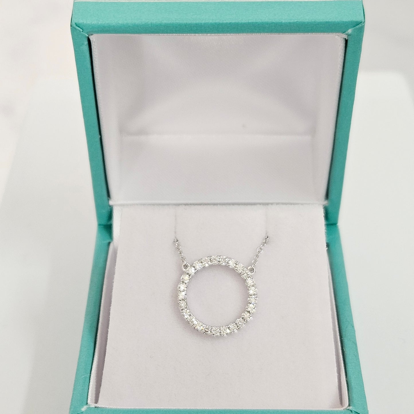 13mm Open Circle Natural Diamond Necklace/14k Gold Diamond Necklace/Simple Dainty Diamond Necklace/Anniversary Gift