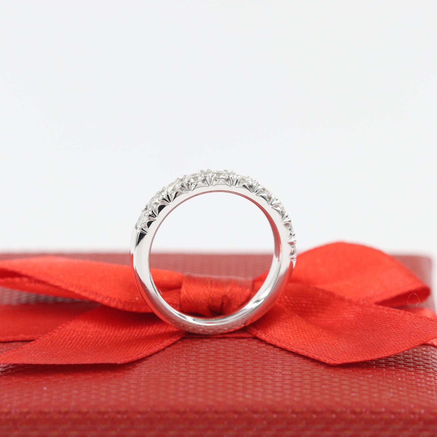 French Pave 1ct Natural Diamond Wedding Band: 14K Gold Anniversary Ring - French Pave 3.5mm Width Ring - Anniversary gift