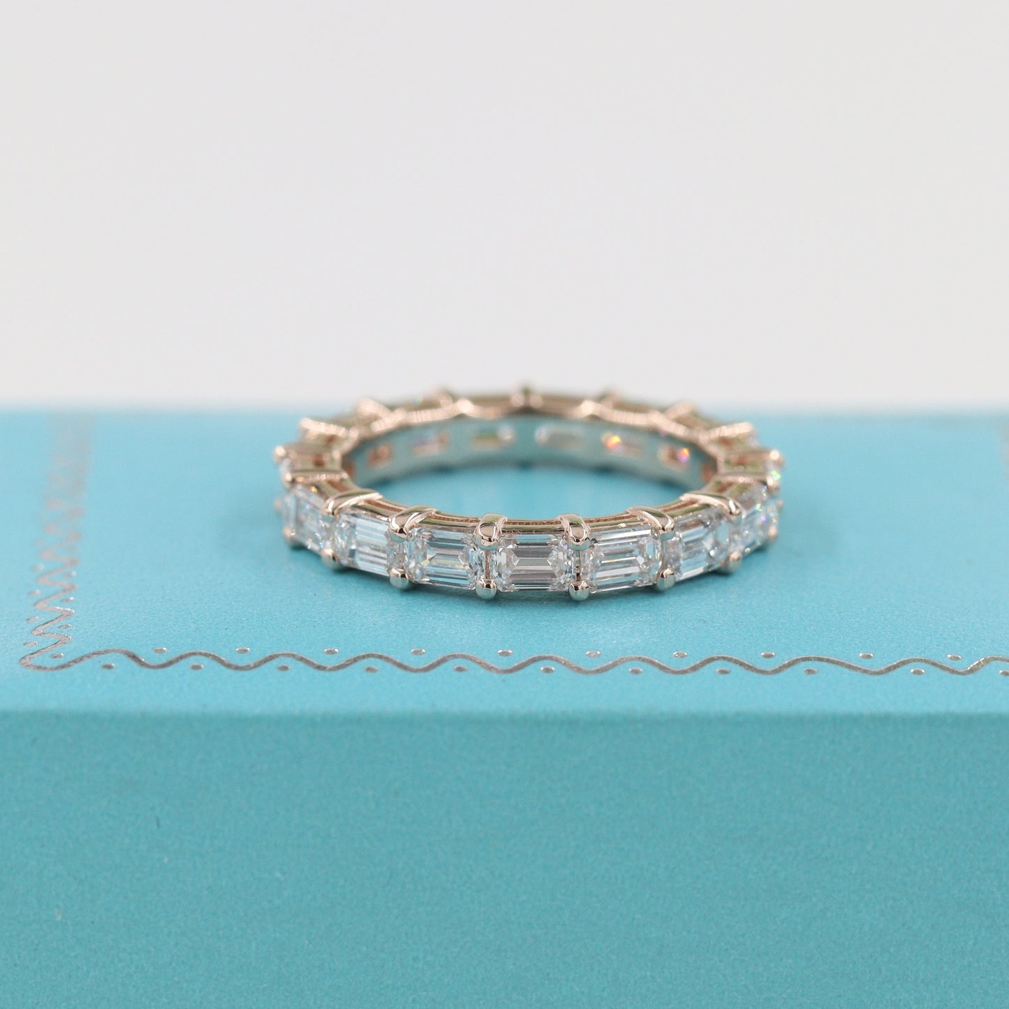 Emerald Cut Diamond Full Eternity Ring - 14K Gold Diamond Wedding Band