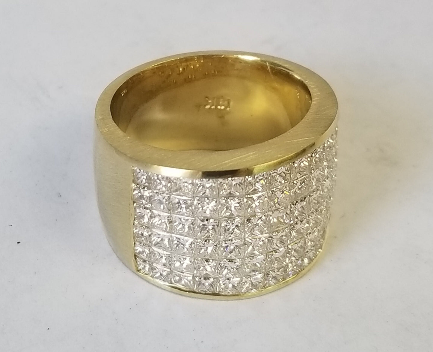 4.8ct Princess Cut Natural Diamond Ring: Invisible Set Platinum, 14k/18k Gold Anniversary Ring