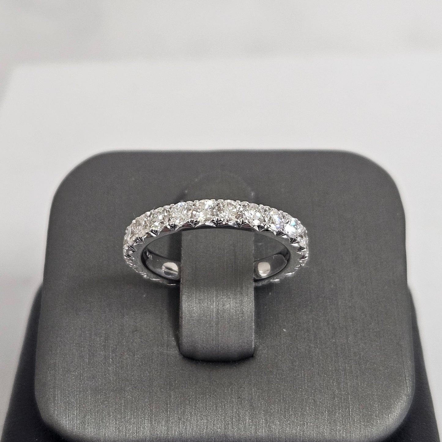 14K Gold Full Eternity Diamond Wedding Band - French Pave 3.0mm Width Diamond Ring - Anniversary gift