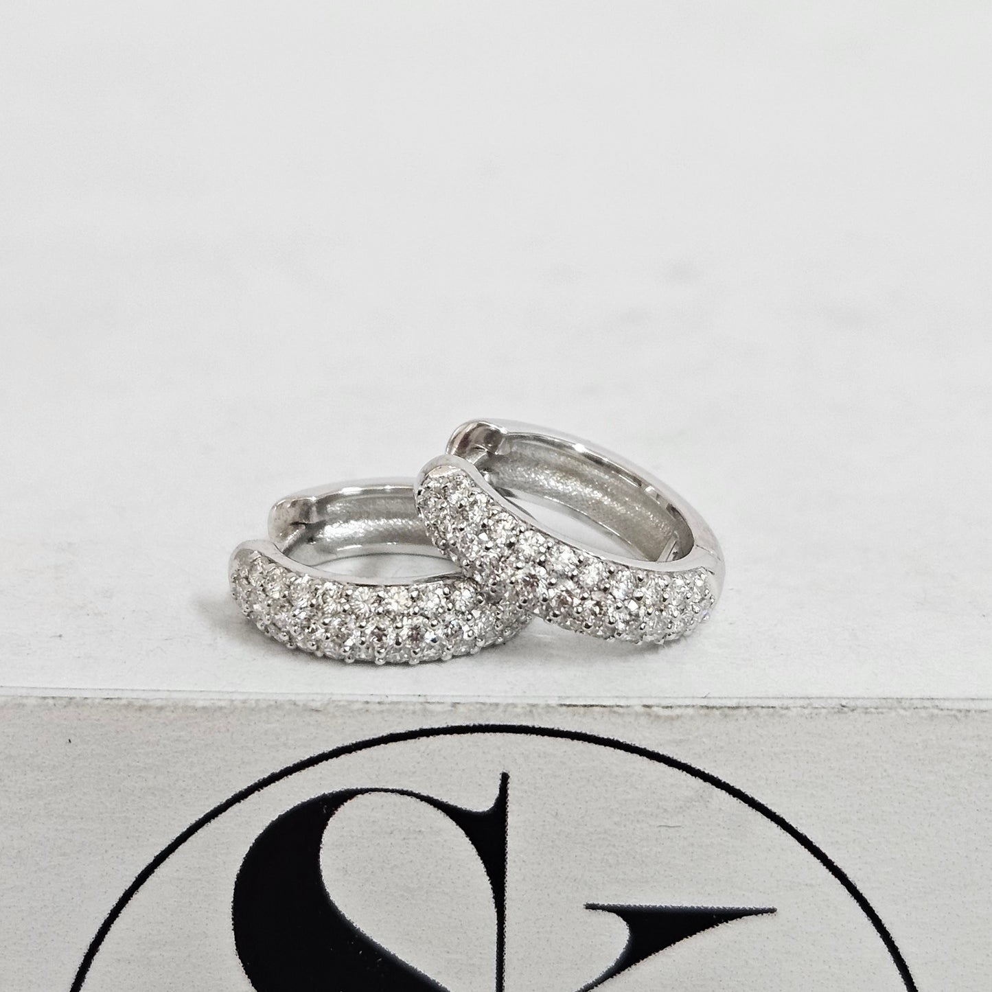 3 Row 13mm Width 3.3mm hoop Natural Diamond Earrings/Handmade Diamond small Hoop Earrings/ Natural Diamond hoop earring/Anniversary gift
