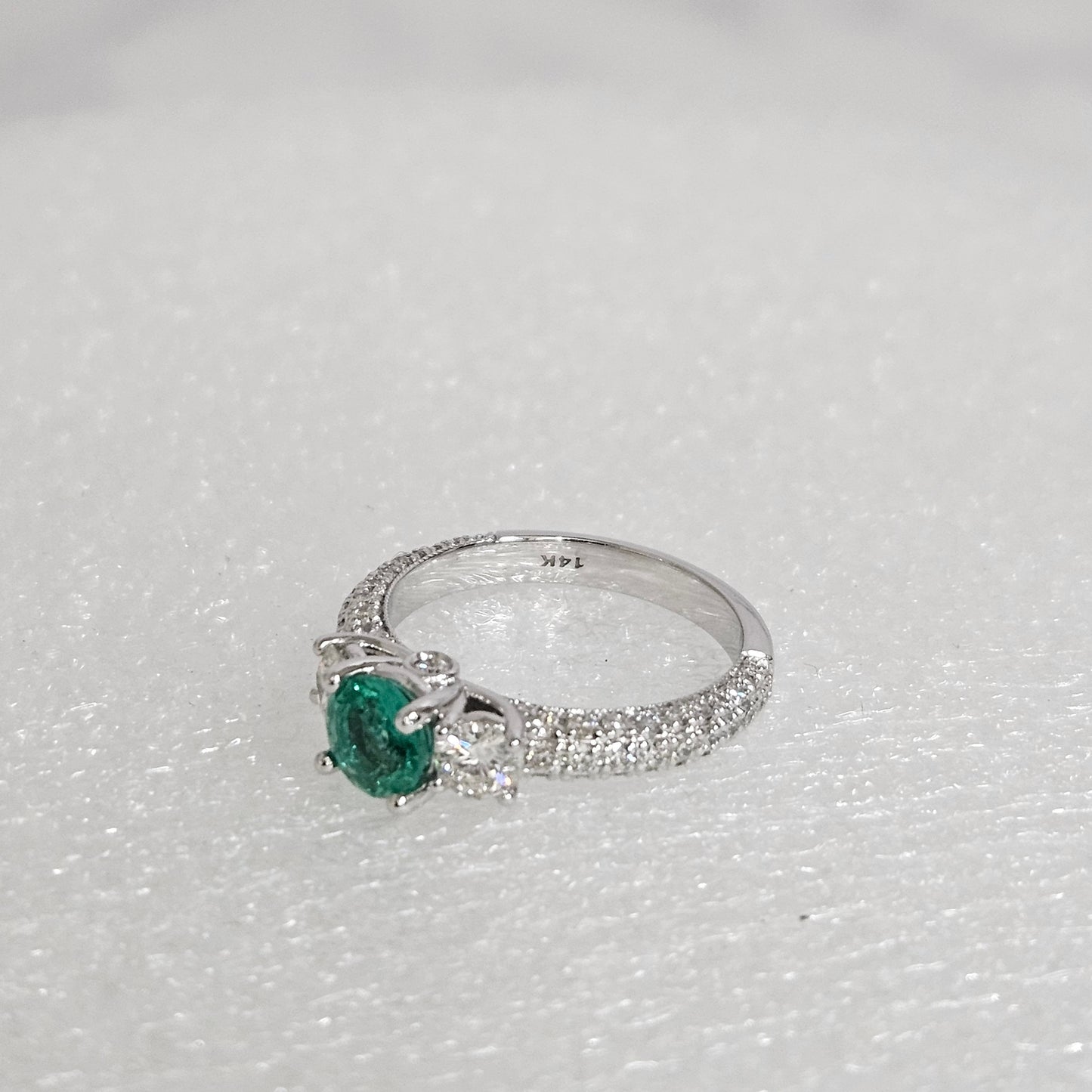 Natural Diamond Emerald Engagement Ring/14k Solid Gold Diamond Emerald Ring/Danity Engagement Ring /Gift for her/Annivesary gift
