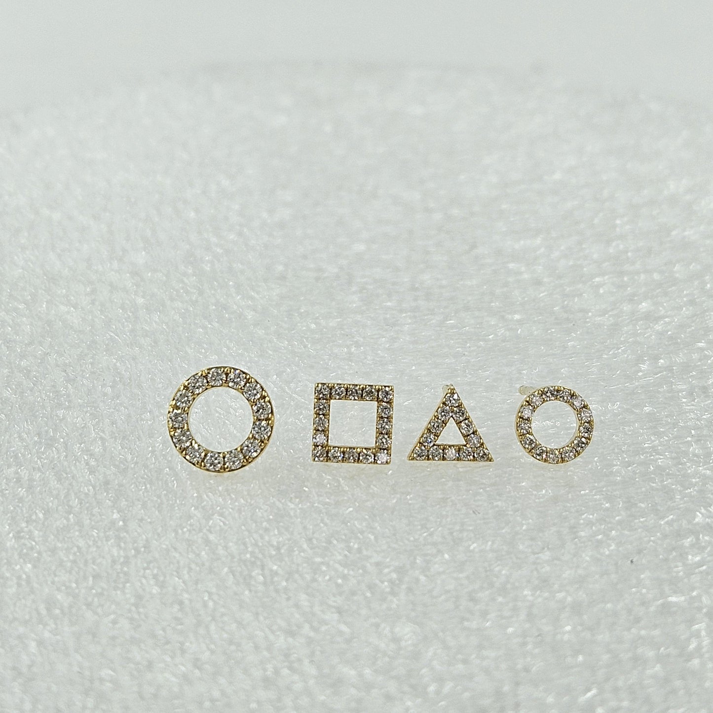 Dainty 14k Gold Natural Diamond Circle 6.3mm Stud Earrings