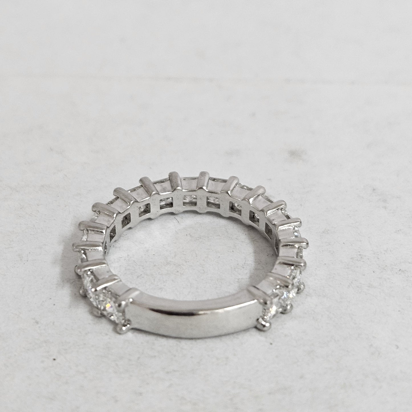 14K Gold Princess Cut Natural Diamond Eternity Wedding Band - Anniversary Gift