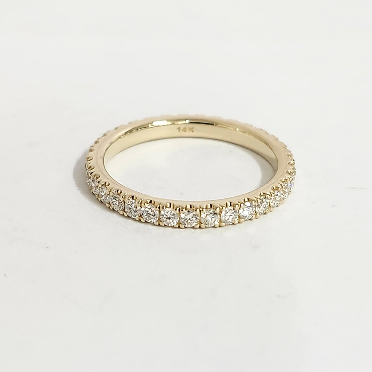 Handmade 14K Gold Full Eternity Natural Diamond Wedding Band (2.2mm)- Anniversary gift