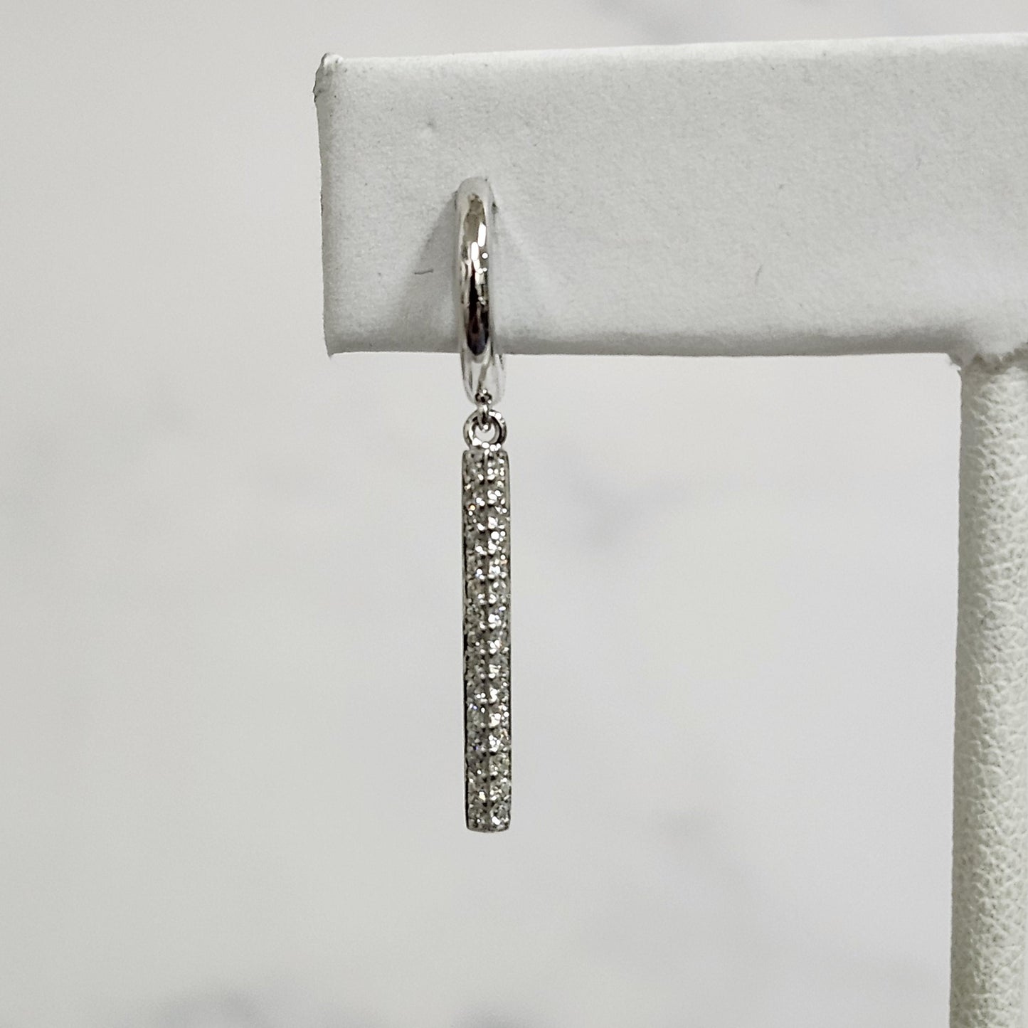 Gold Hoop with Dangling Bar Two Sides Natural Diamond Earrings/14K,18K gold Drop earring/Diamond Bar Earrings/Anniversary gift
