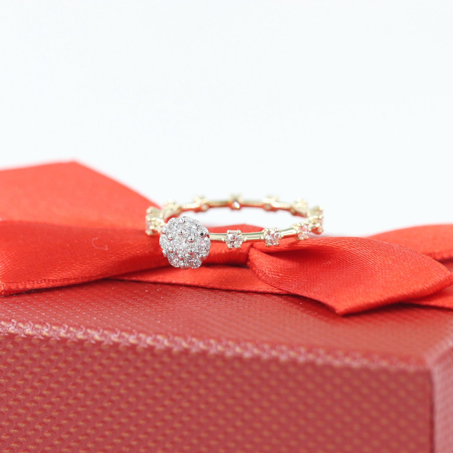 Handmade 14K Gold Natural Diamond Eternity Ring: Stackable Anniversary Band