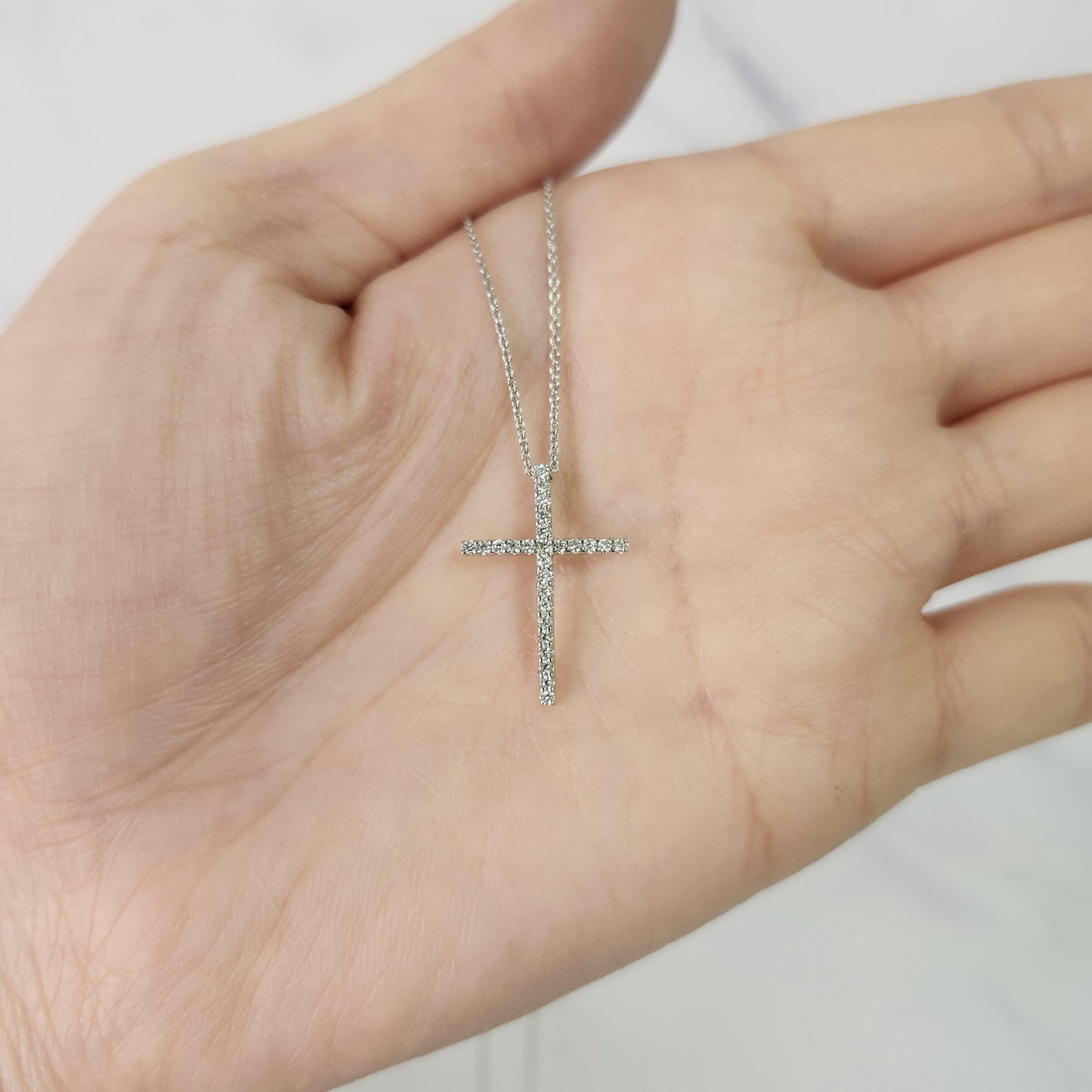 Natural Diamond Cross Necklace /Dainty Simple Cross Necklace/ Adjustable Length/ Religious/ 14K Gold Cross Necklace/ Anniversary Gift