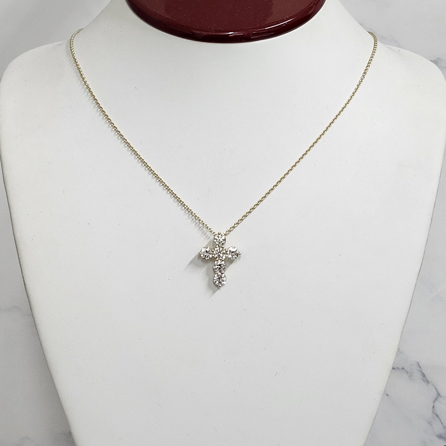 2.7ct Round Diamond Cross Necklace /Luxury Cross Diamond Pendant /14K Gold Cross Necklace /Anniversary Gift