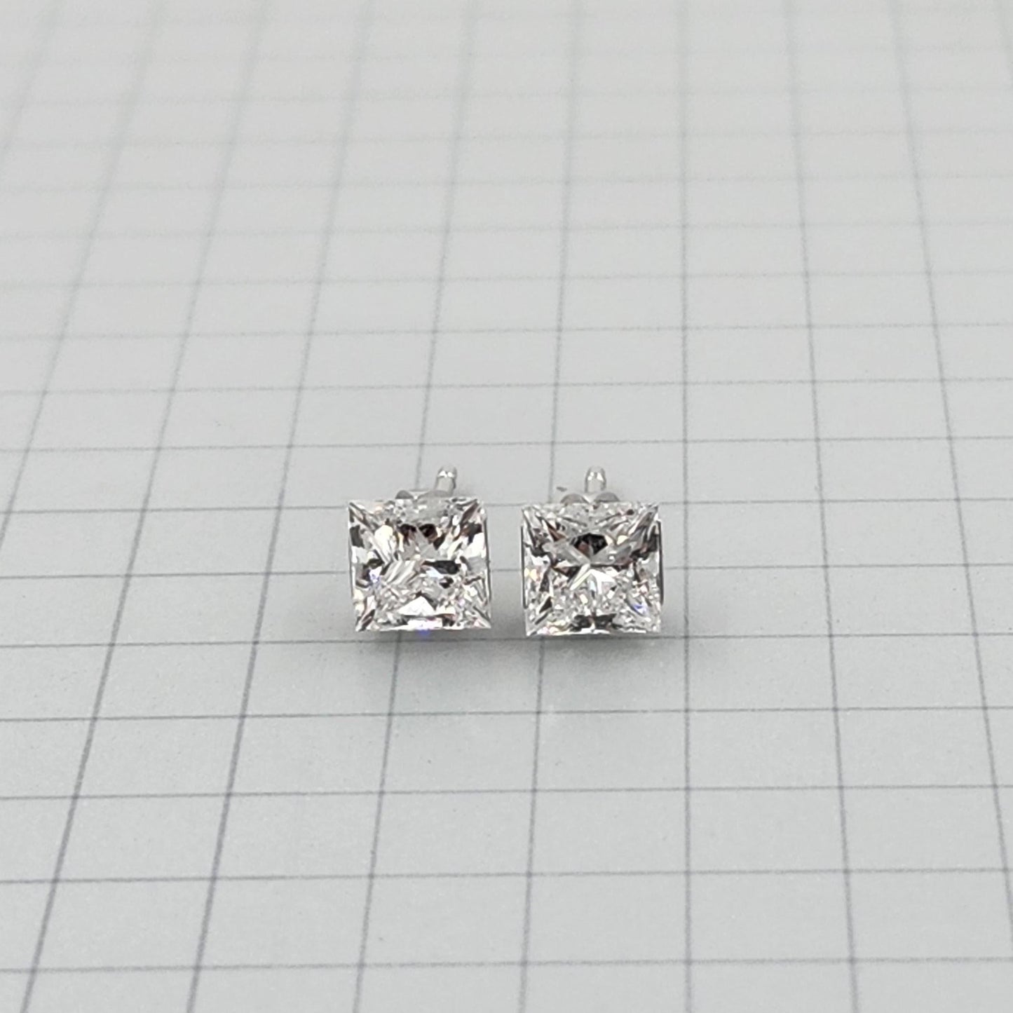 Princess Cut Diamond Solitaire Earrings: 14K Gold Invisible SettingStud Earring- Anniversary gift