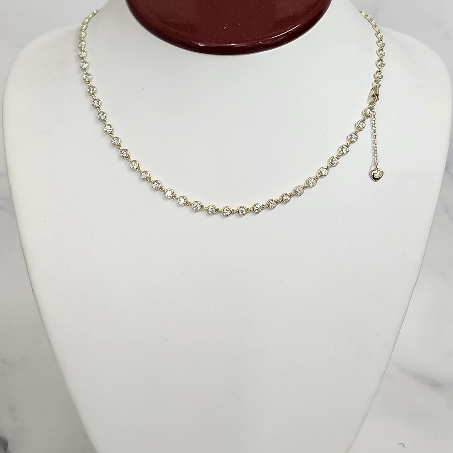 Full Round Natural Diamond Bezel Tennis Necklace / Diamond 4.1mm Bezel setting Tennis Necklace / Diamond Necklace / Anniversary gift
