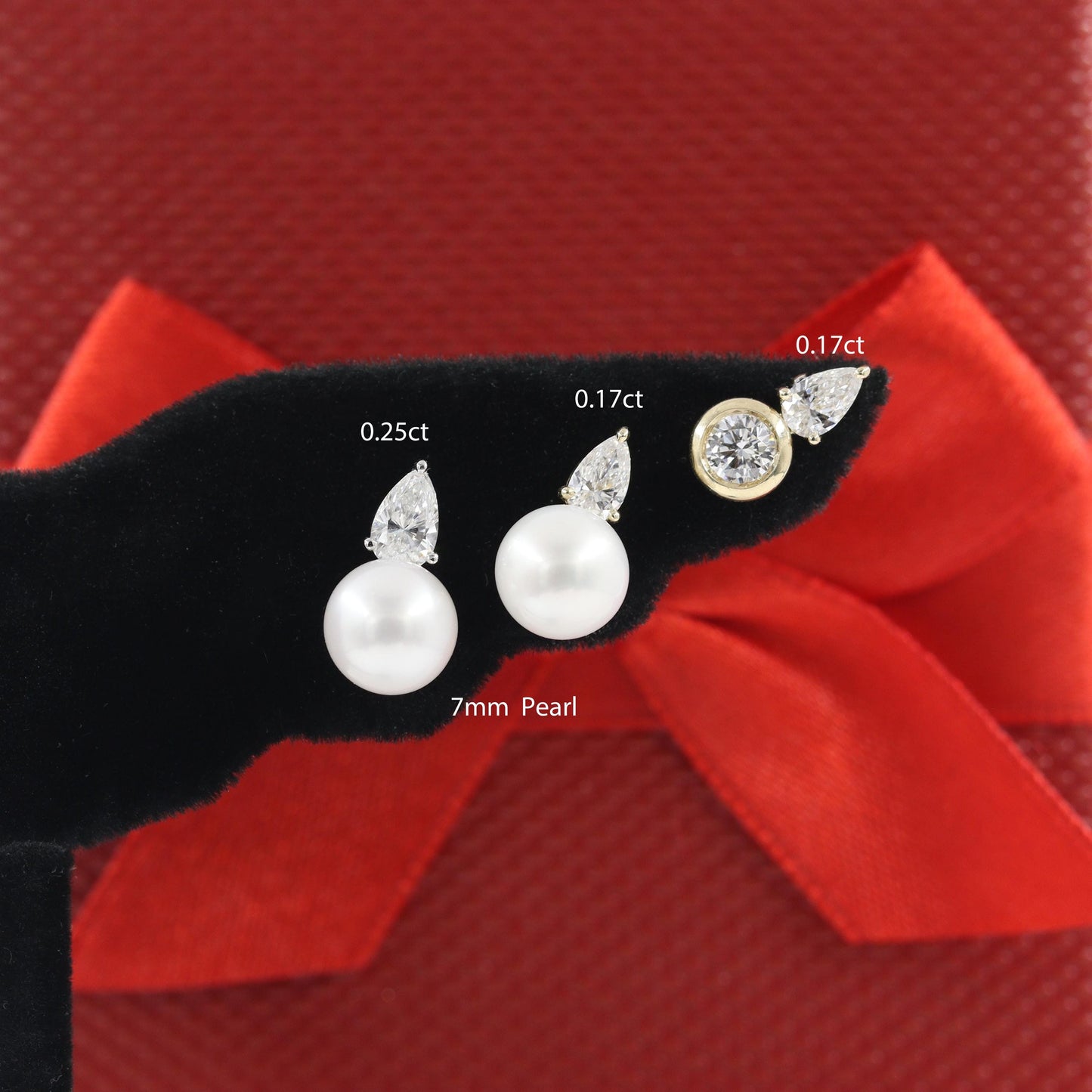 14K Gold Pear Diamond Earring Jacket: Handmade, 0.17-0.25ct Jacket earring only / Anniversary gift