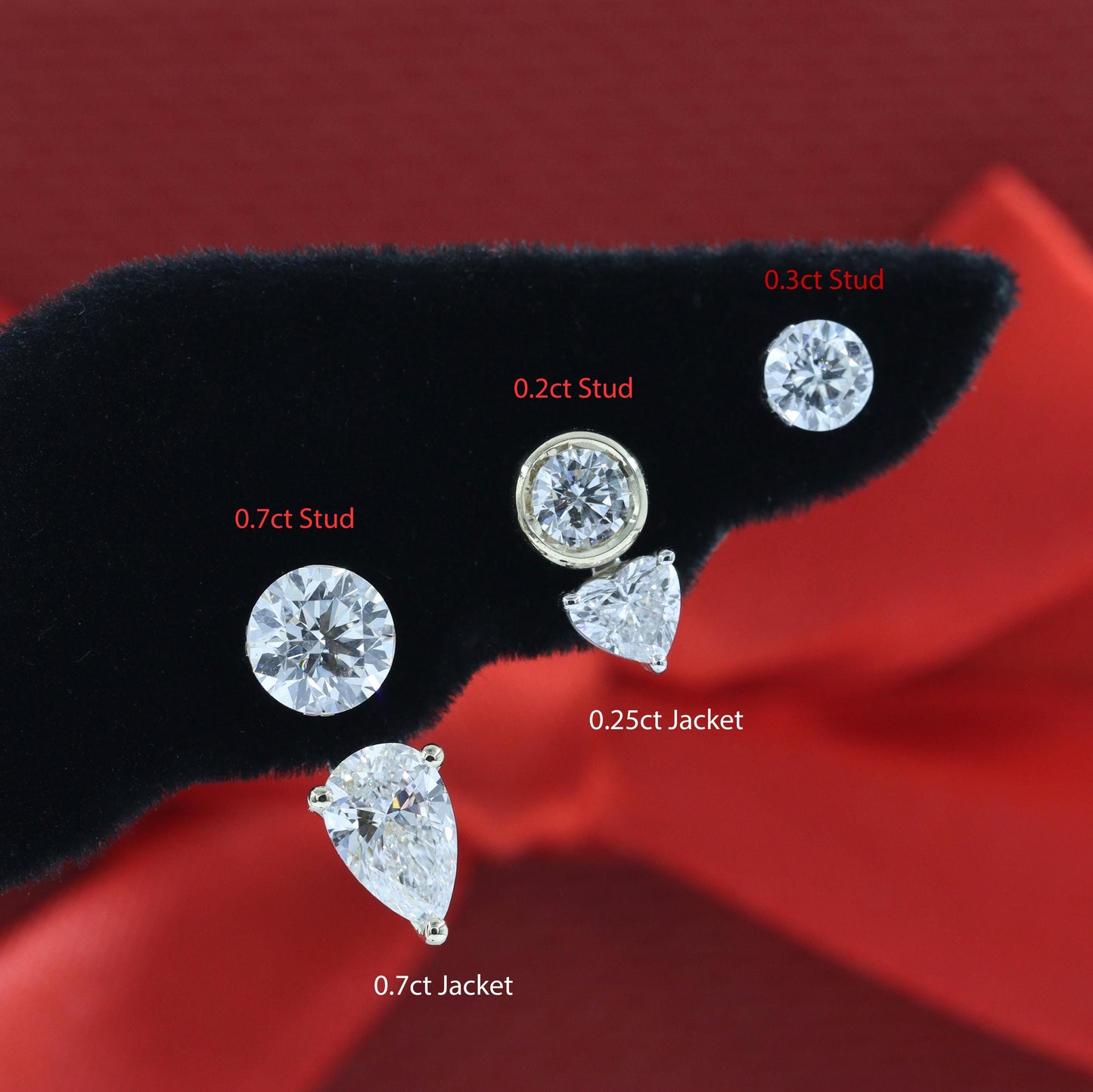 14K Gold Round Diamond Solitaire Earrings, Invisible Set (0.3-1ct)Diamond Stud Earring - Anniversary gift
