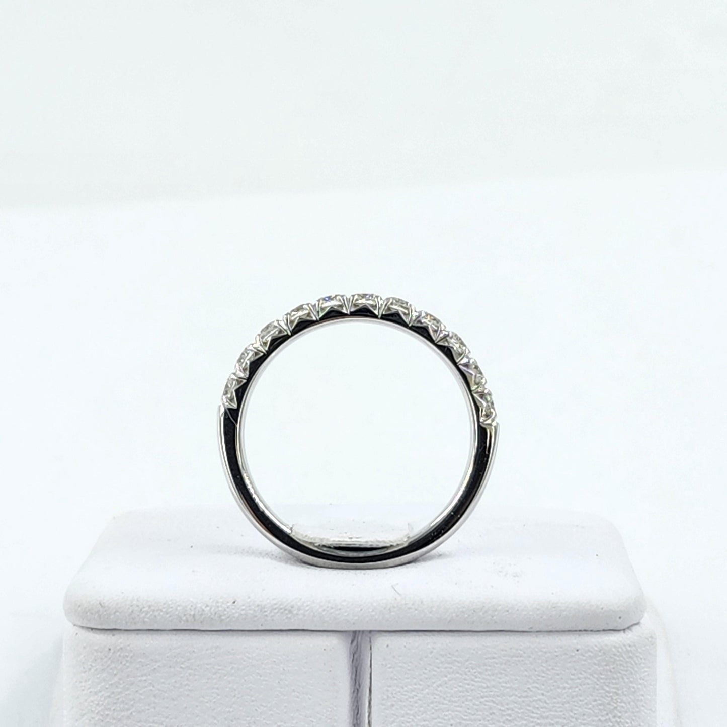 Diamond French Pave Wedding Band: 14K Gold Half Eternity Ring - French Pave 2.8mm Width Ring - Anniversary gift