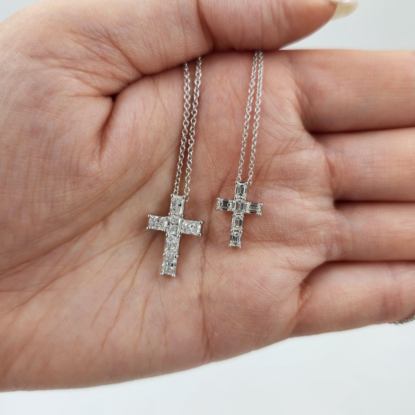 1.1ct Radiant Cut Diamond Cross Pendant: 14K Gold Diamond Cross Necklace