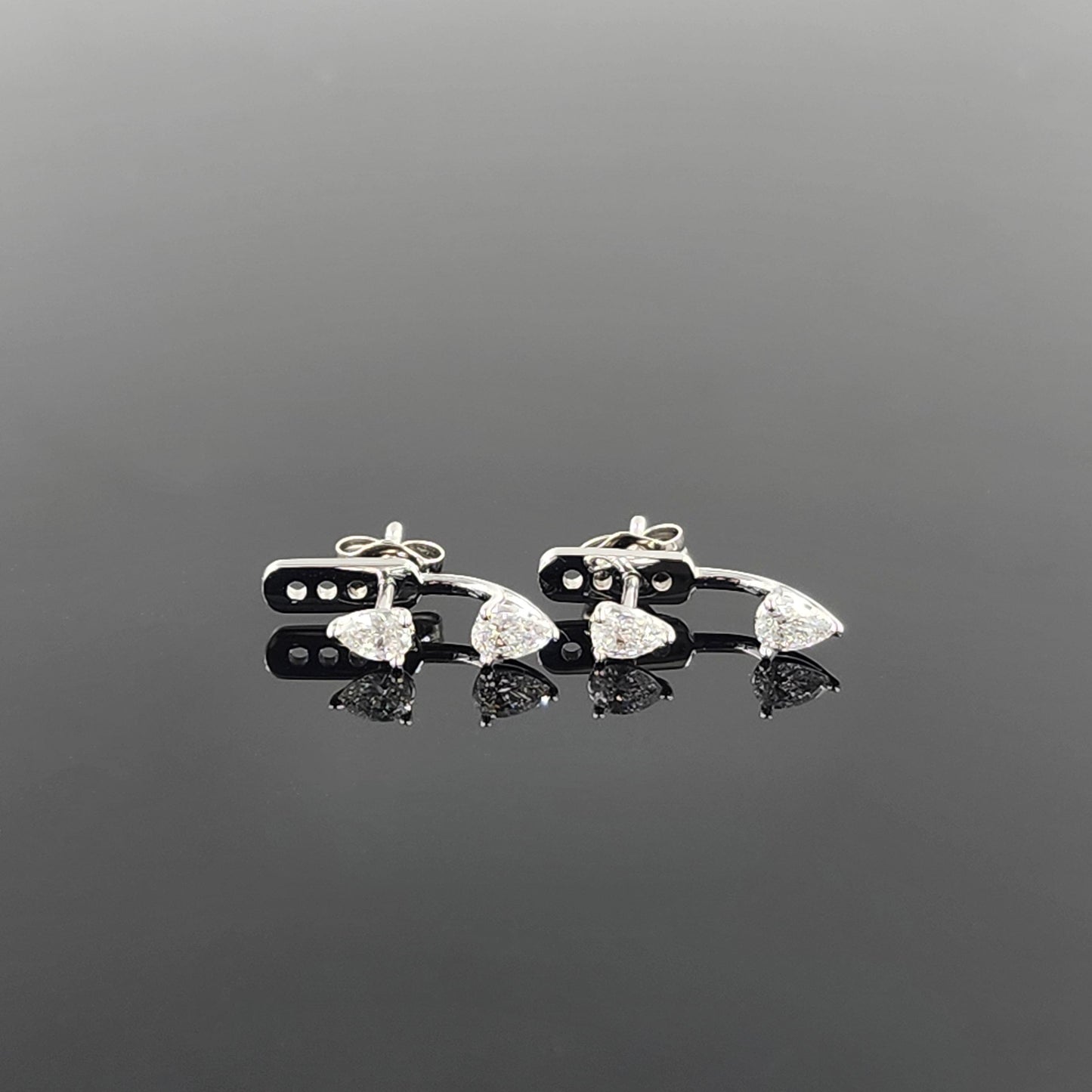 Pear Shape Natural Diamond Jacket Earring /14K gold Three Prong Pear Diamond Jacket Earrings / Jacket earring only / Anniversary gift