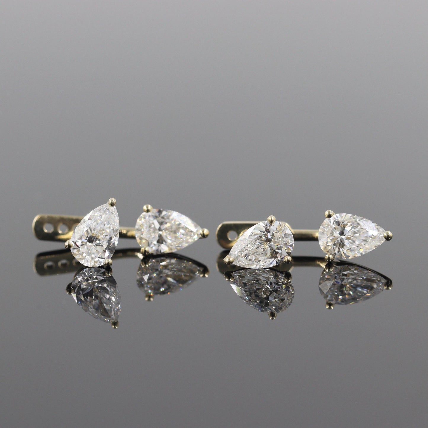 14K Gold Pear Diamond Stud Earrings: Solitaire Prong Setting Stud Earring- Anniversary gift