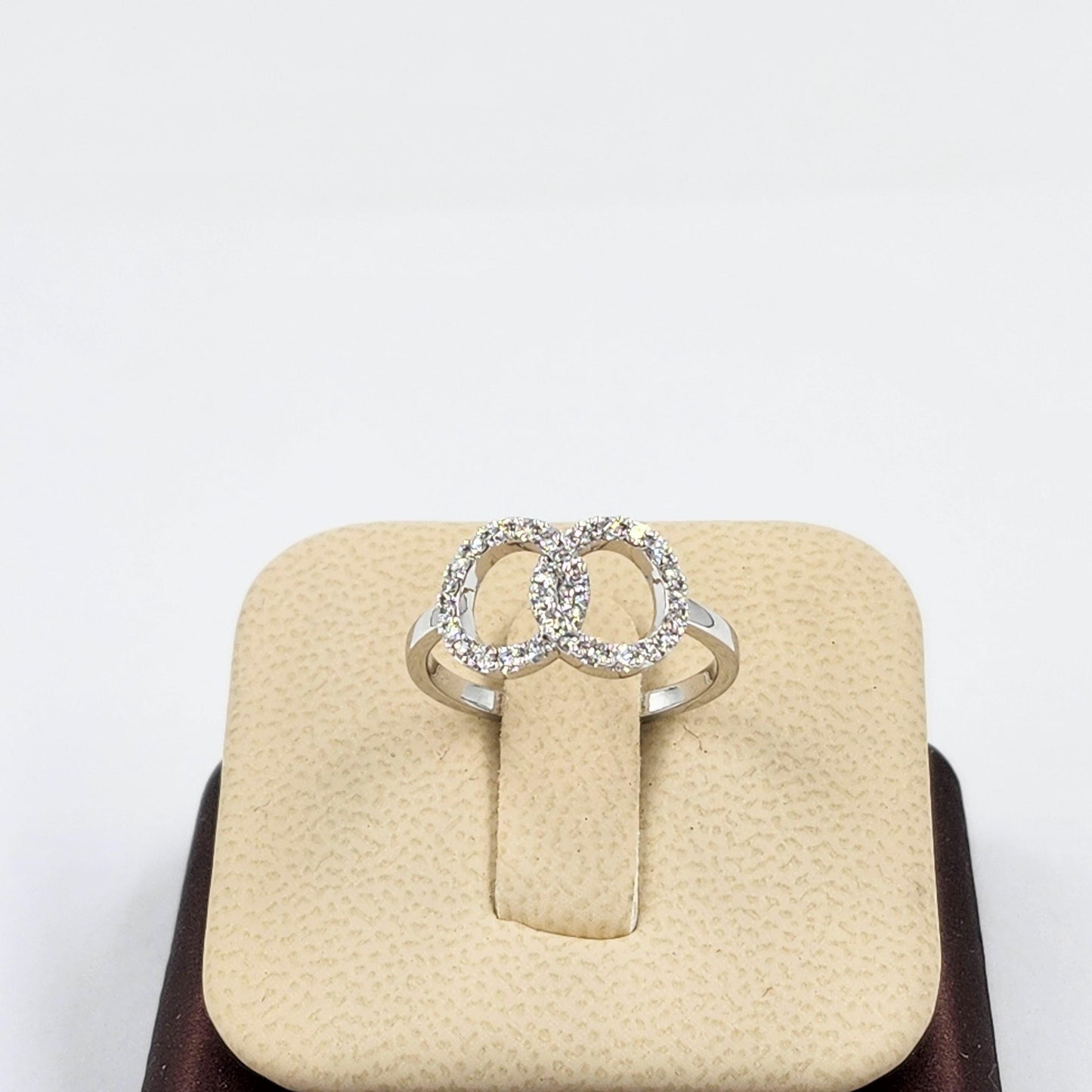 14K Gold Natural Diamond Double Circle Ring: Stacking Promise Ring - Anniversary Gift