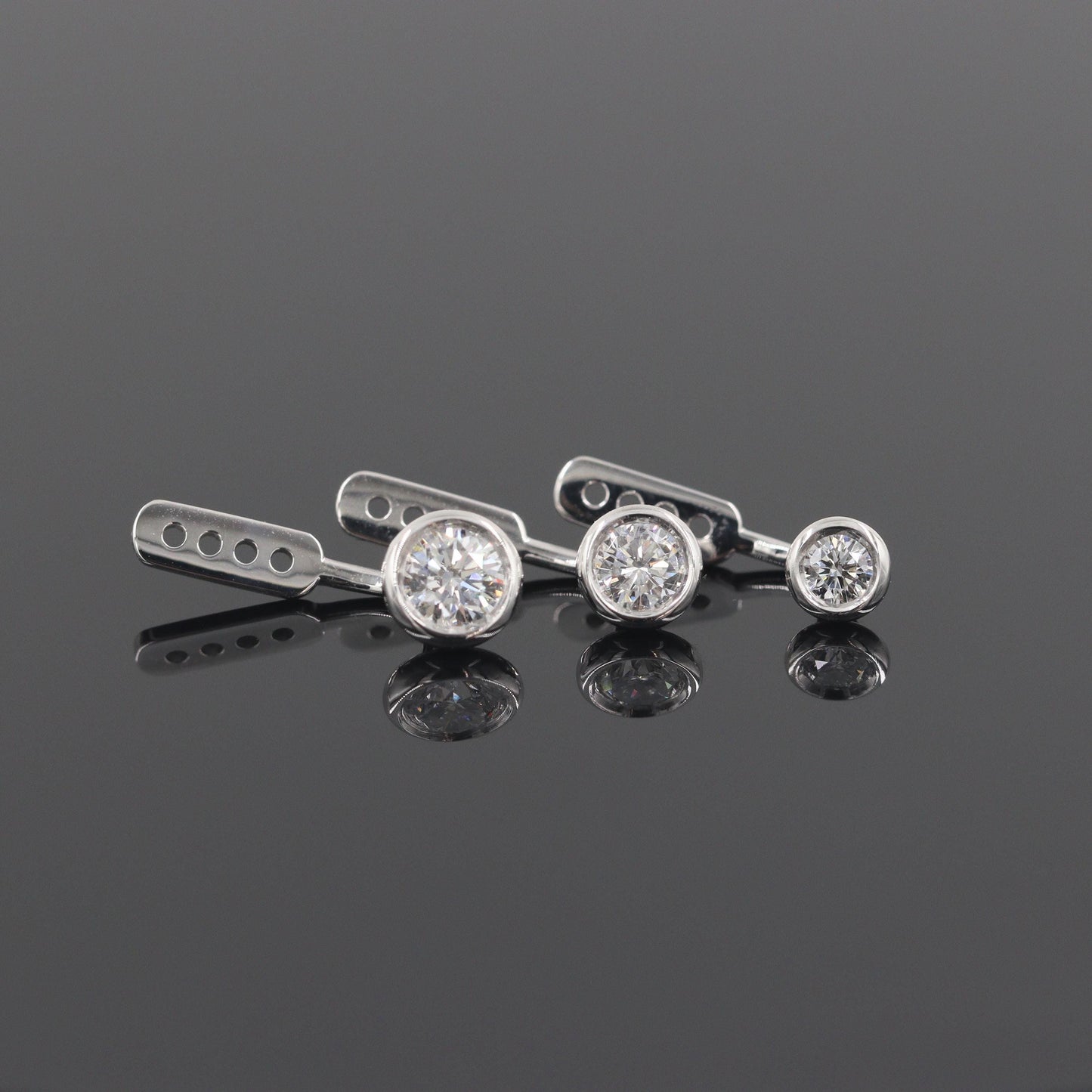 Round Diamond Jacket Earring / 14K gold Bezel Set Diamond Jacket Earring / Jacket earring only / Anniversary gift
