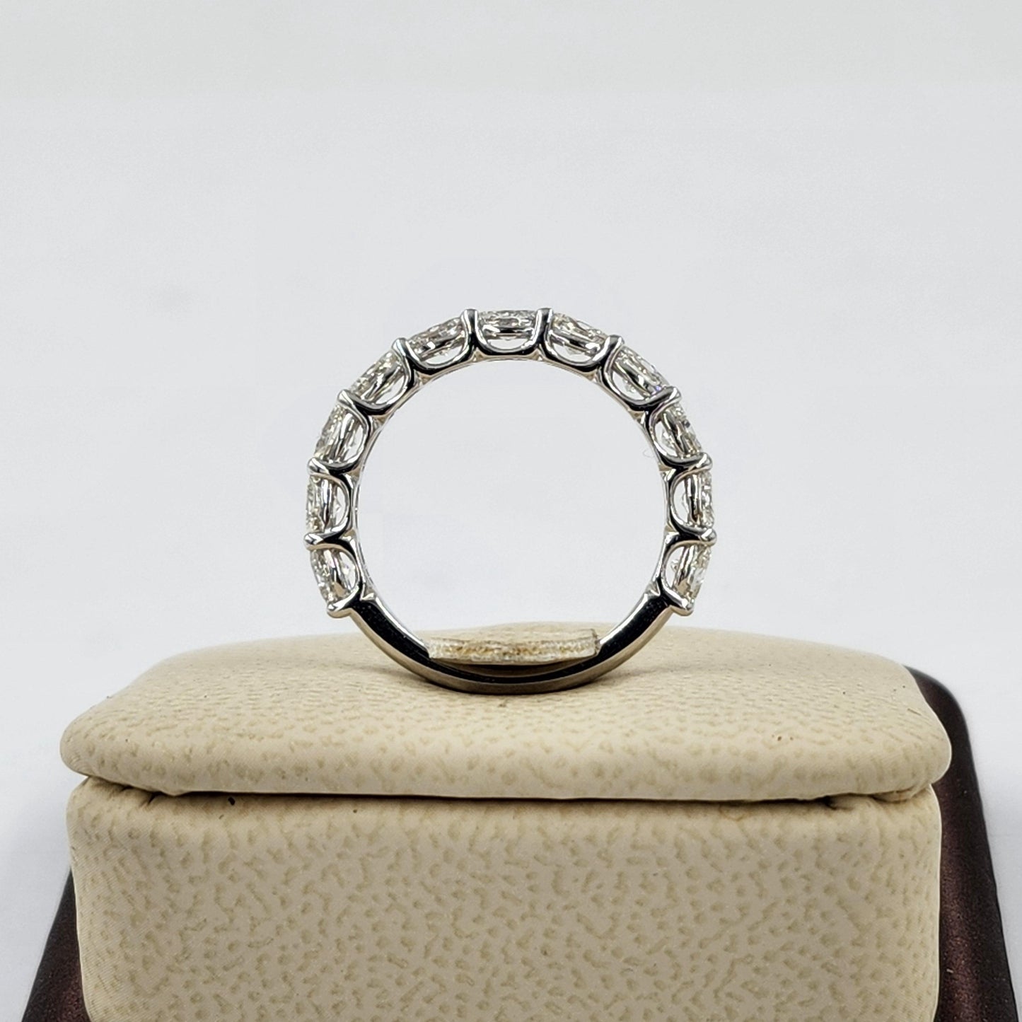 Oval Natural Diamond 3/4 Eternity Band: Platinum, 14K, 18K Gold Wedding Ring - Anniversary gift
