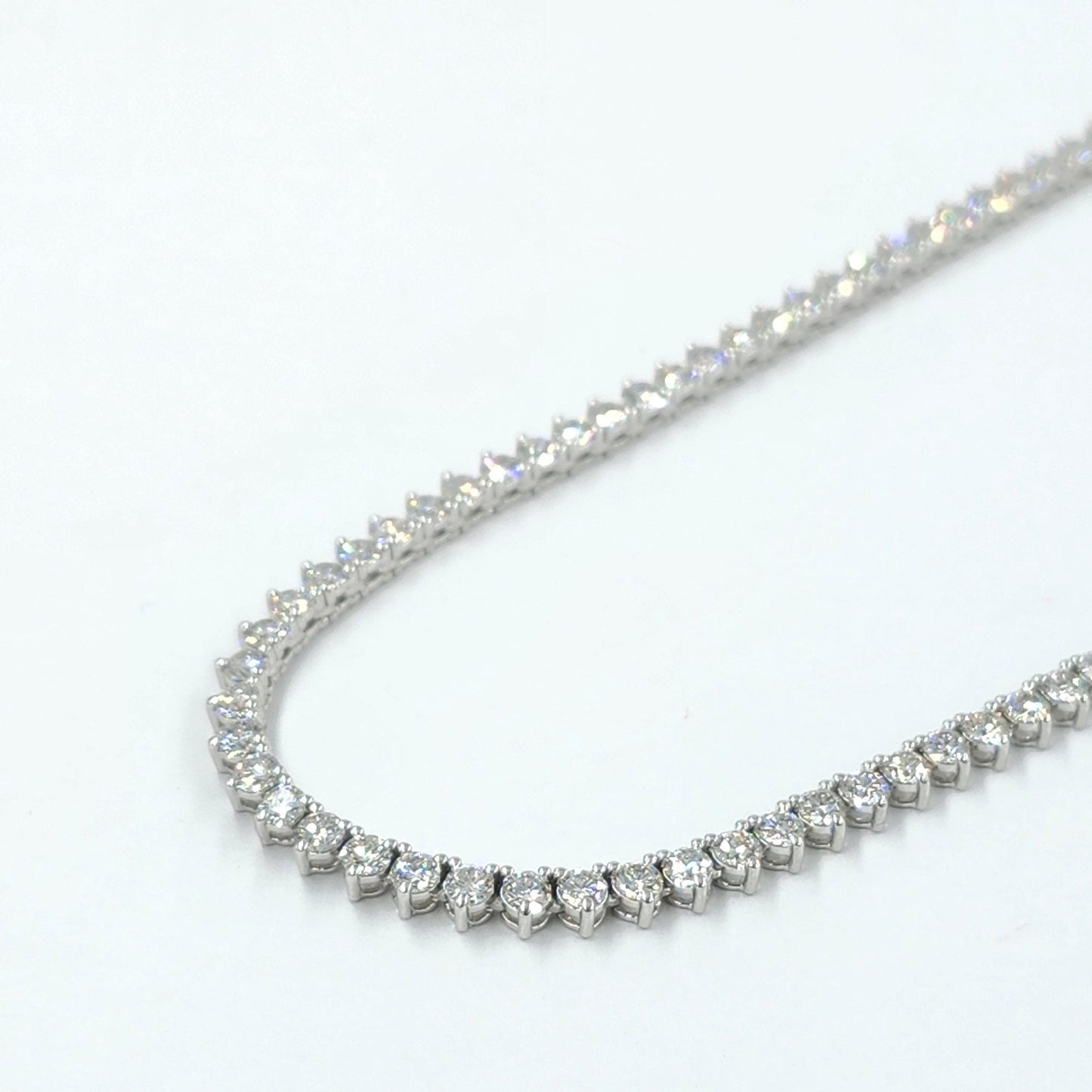 10ct Natural Diamond Tennis Necklace, 14k Gold Anniversary Necklace
