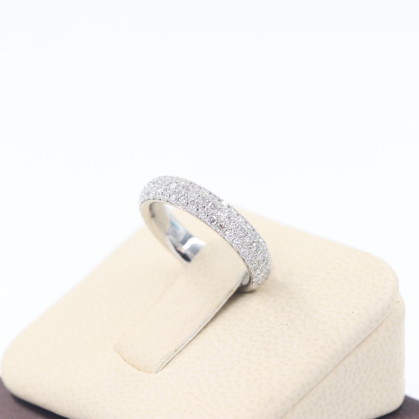 14K Gold 3 Row Natural Diamond Eternity 4.0mm Wedding Band : 3/4 Eternity Stackable Ring - 3 Row Diamond Anniversary Ring