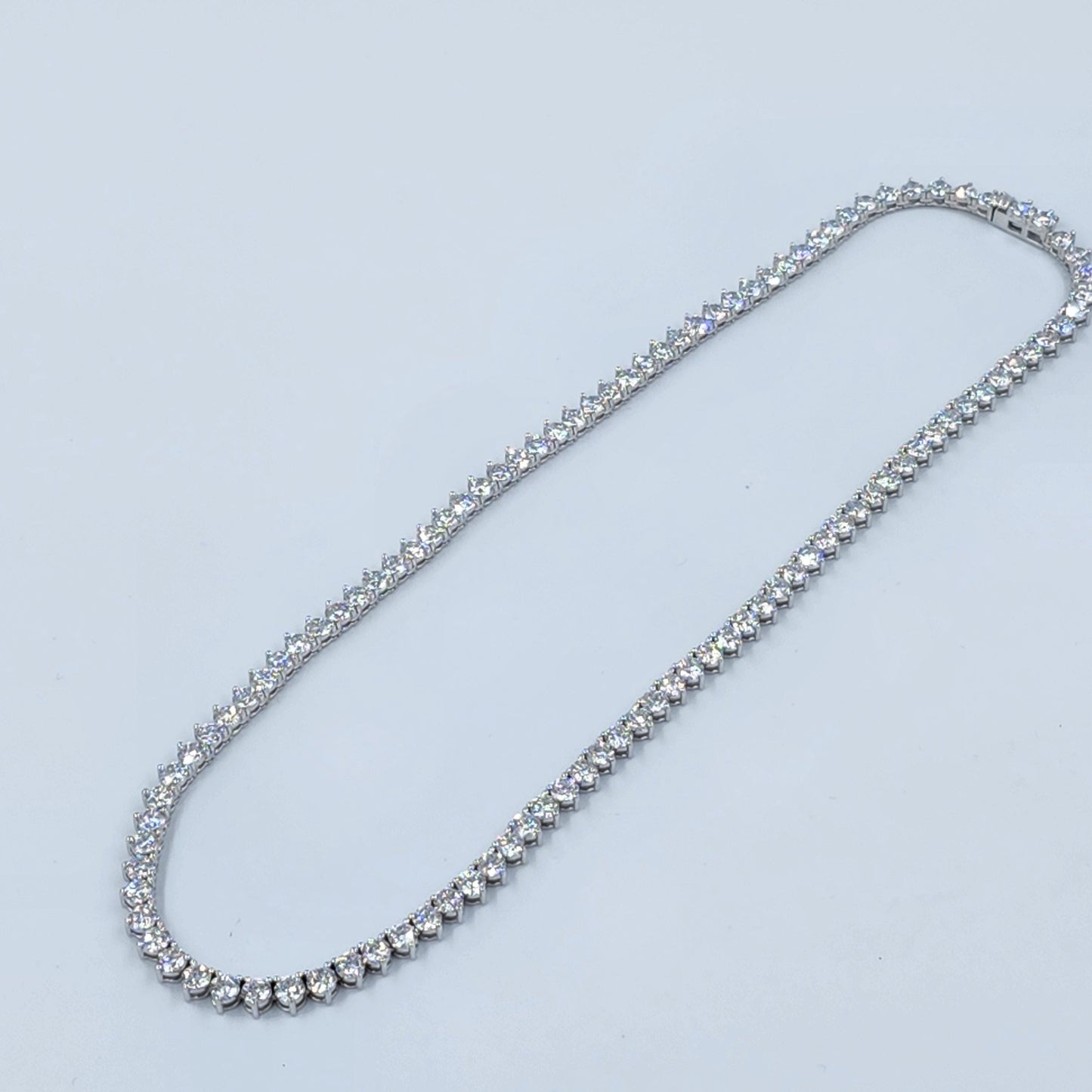 21ct Round Diamond 3 Prong Tennis Necklace /14k Gold Diamond Tennis Necklace/Anniversary Gift