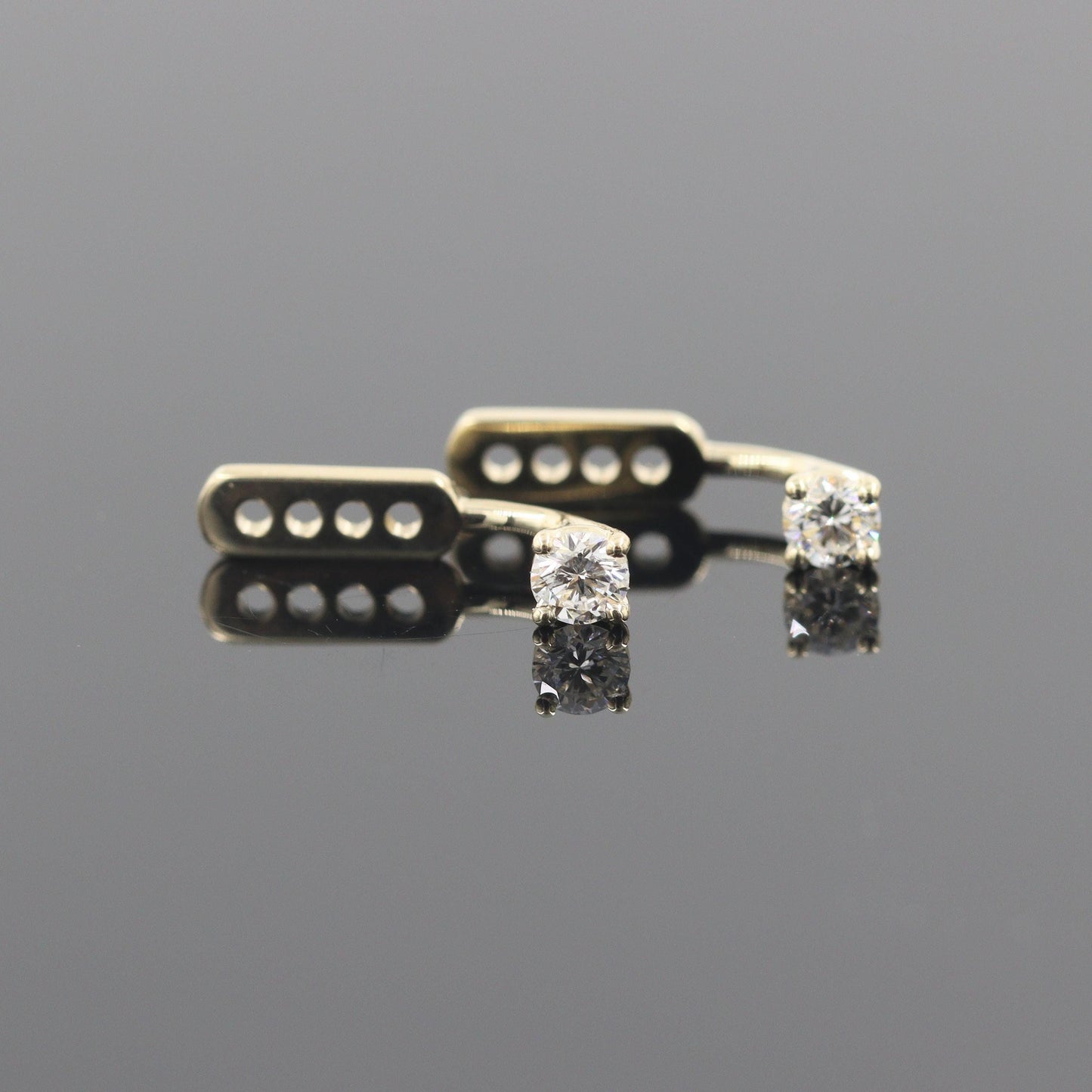14K Gold Natural Diamond Jacket Earring : Four Prong Setting earring jacket - Anniversary gifts