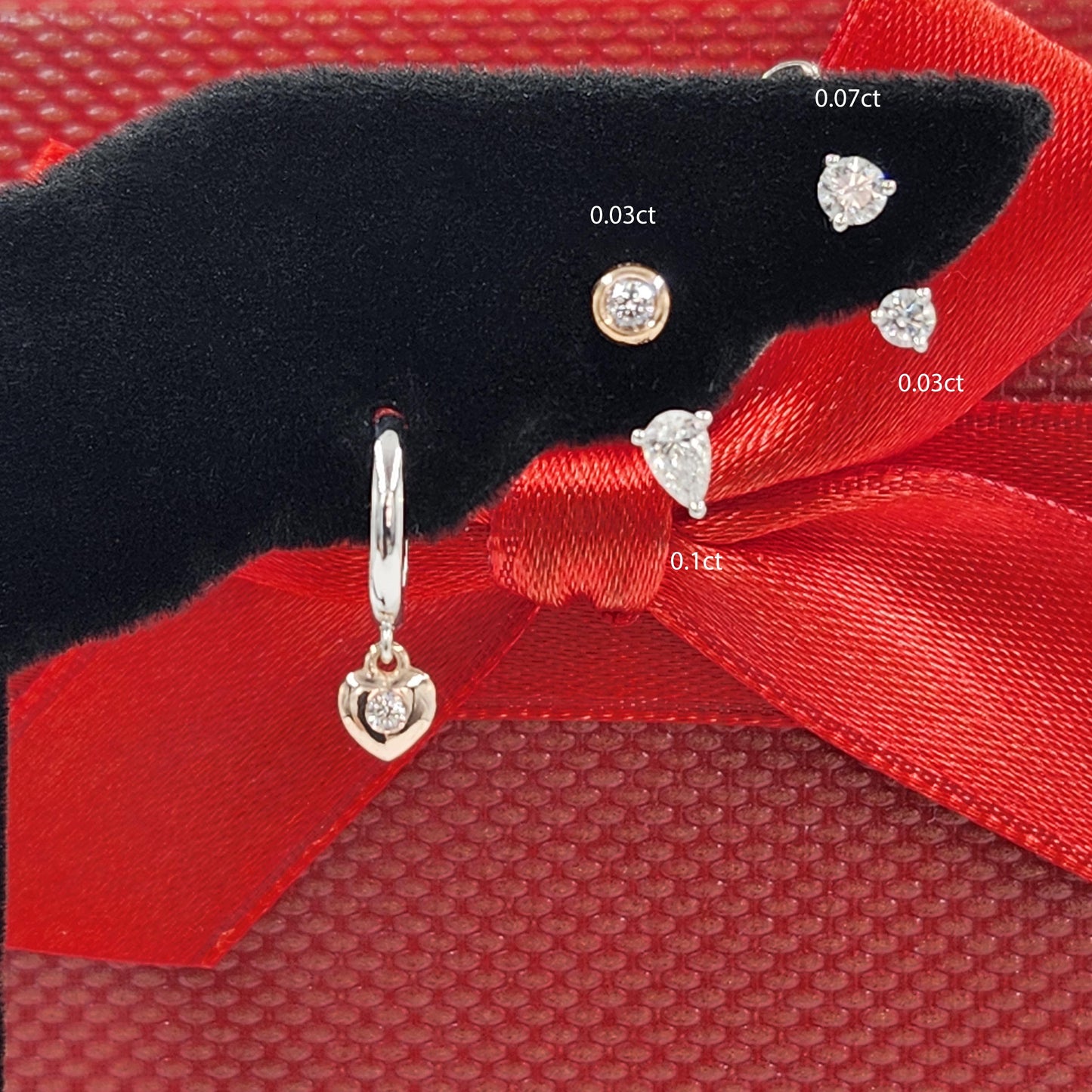 Natural Diamond Small Heart Charm with Gold Hoop Earring/14K gold Diameter 9.9mm Hoop Earring/Hoop Dangle Earrings/Anniversary gift
