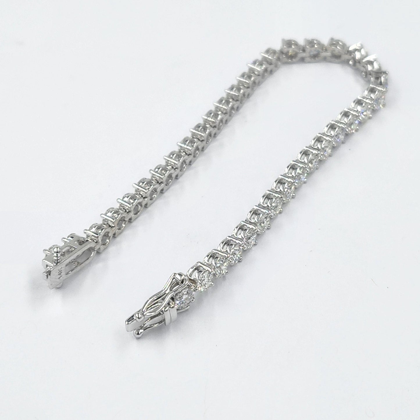 3 Prong Round Diamond Tennis Bracelet : 14K Gold Diamond Tennis Bracelet - Diamond Engagement Bracelet - Anniversary gift