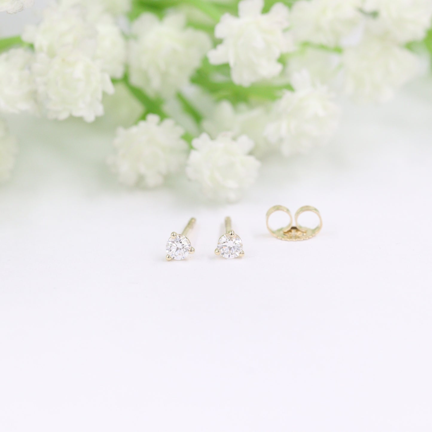 Solitaire Natural Diamond Earring/Three Prong Set Diamond Earrings/Stud Earring/Solitaire Stud Earrings/Dainty Simple Earrings/Gifts for her