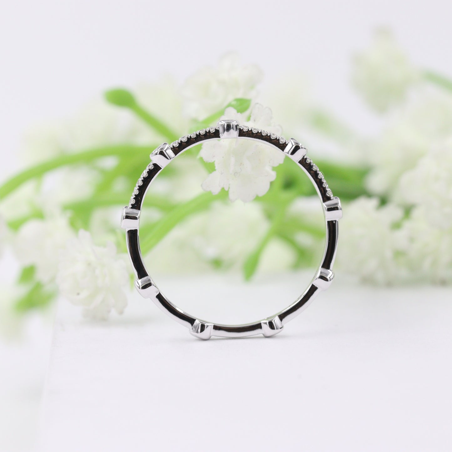 Natural Diamond Ring/Minimalist Anniversary Diamond Ring/Stackable Diamond Band/Unique Gold Diamond Ring Gift for her/Anniversary Gift