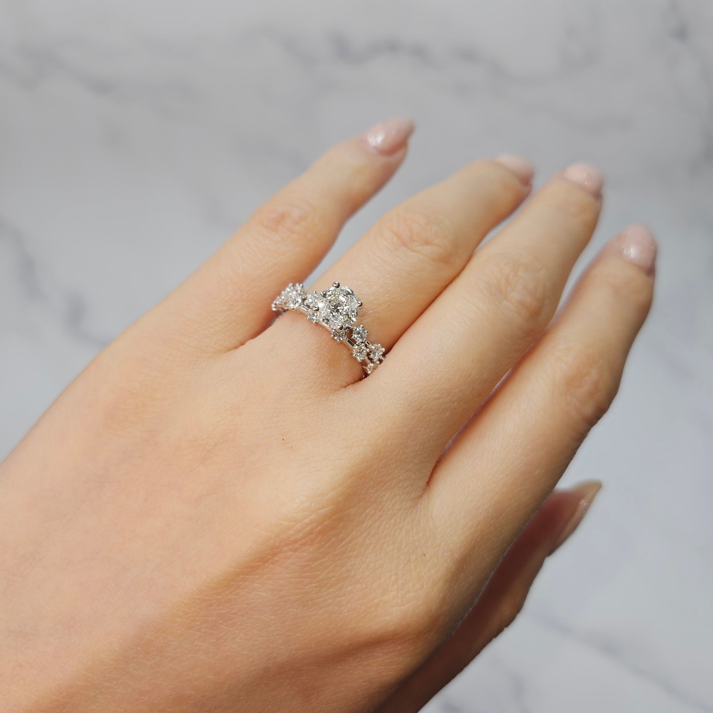 Unique Mixed Diamond Engagement Ring/0.56ct Natural Diamond Princess Cut & Marquise Diamonds Ring/ Anniversary Ring/ Gift for her