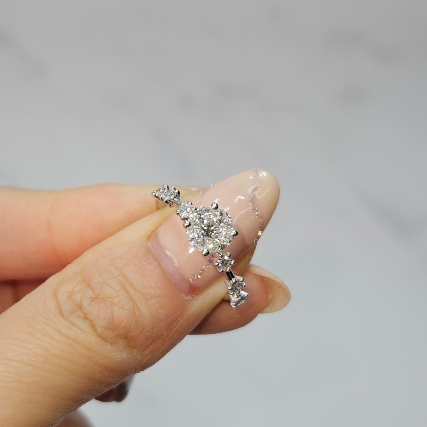 Unique Mixed Diamond Engagement Ring/0.56ct Natural Diamond Princess Cut & Marquise Diamonds Ring/ Anniversary Ring/ Gift for her