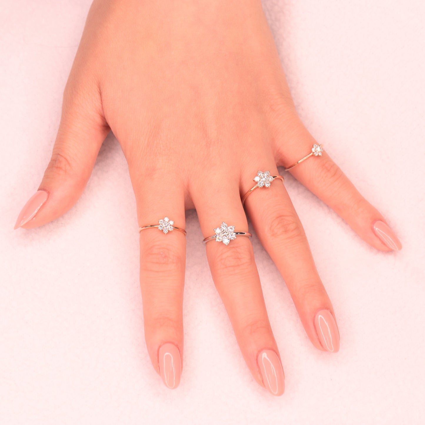 14K Gold Flower 0.4ct Diamond Anniversary Ring / Natural White Diamond / flower ring/ Unique Engagement Ring / Anniversary Ring / Girt for her